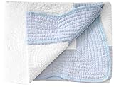 Livingston 4 Seasons All Weather Cotton Quilt Toddlers and Baby Blanket, White Blue