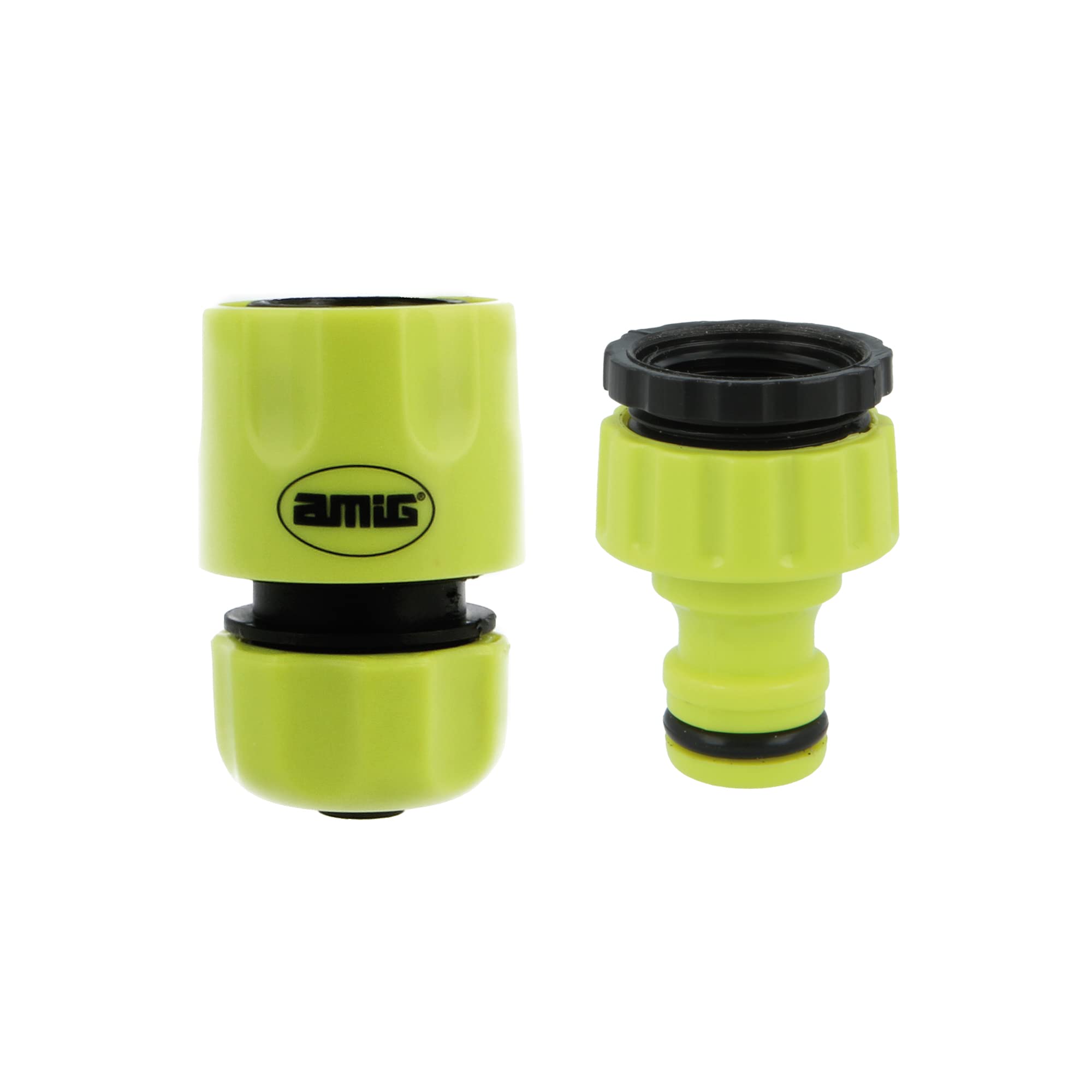 Amig - Hose Connector Kit | 2 Components | 1/2" Quick Connector and 1/2" Tap Reducer Adapter | Ideal Gardening Accessories | ABS Plastic | Pistachio Green