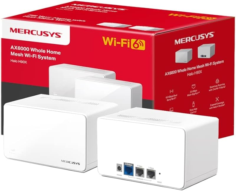 MERCUSYS Halo H90X WiFi 6 Mesh System (2-Pack) AX6000 Dual Band Whole Home