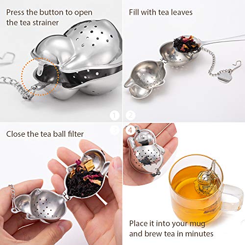 ZENS Tea Infuser Set of 2,Fine Mesh Loose Tea Steeper,Stainless Steel Tea Ball Strainer for Tea Pot,Mug and Cups - Thumbnail 6