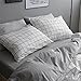 VClife Checkered Queen Twin Pillow Cases, Reversible Geometric Gray White Pattern Design, Set of Two with Envelope Closure End, Ultra Soft, Breathable, Wrinkle-Resistant