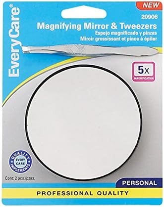 Magnifying Cosmetic Mirror With Suction Cups &amp; Free Tweezers