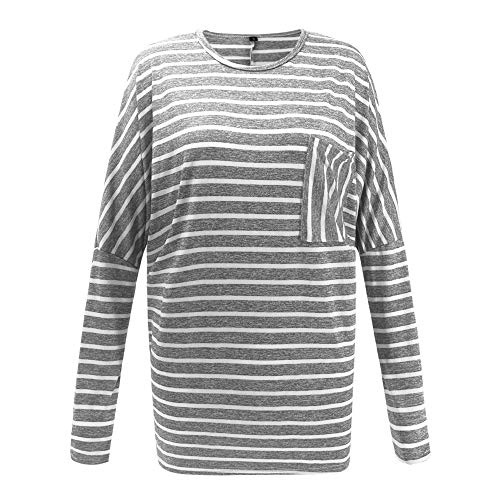 Women Stripe Tops Duseedik Long Sleeve Crewneck Patterned Plus Size Sweatshirt Pullover Blouse Shirt