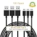 KinpsPremium High Speed Black Micro USB Data Charging Cord Cable for Android, Samsung, LG, HTC, Motorola, Sprint, Sony, Blackberry and Other Tablet Smartphone (10FT- 3 Pack)