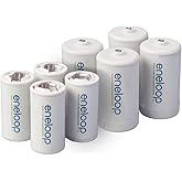 Eneloop Panasonic K-KJBS1/2E8A C Size Battery Adapters for Use with Ni-MH Rechargeable AA Battery Cells, 8 Pack