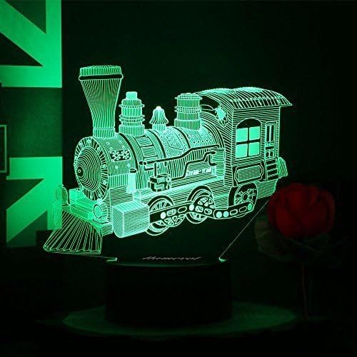 Tissen 3D Train Bus Night Light 7 Colors Mood Light Touch Switch USB Table Desk LED Light Christmas Present Kids Home Party Birthday Christmas Gift