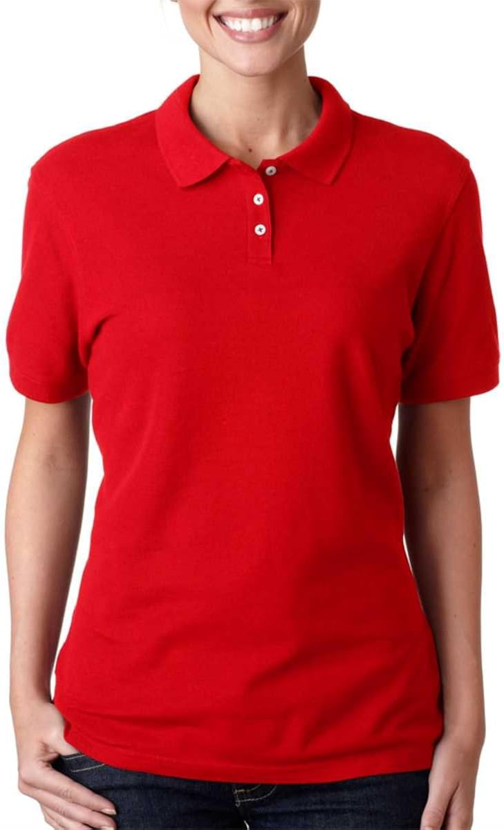 Outer Banks Women's Essential Blended Pique Polo, 2XL-Bright Red at Amazon Womenâs Clothing 