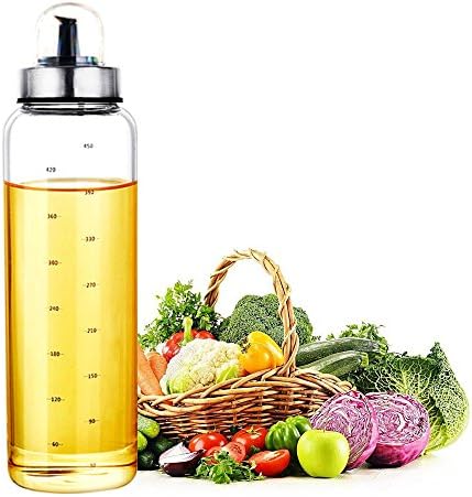 Olive Oil and Vinegar Glass Dispensers Cruet Bottle, Oil Pour Bottle Storage Cruet Spouts with Cover