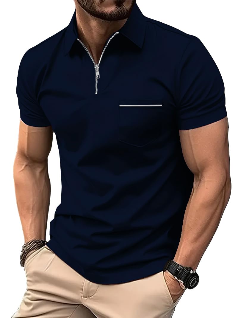 ZITY Men's Pique Short Sleeve Polo Shirt Breathable