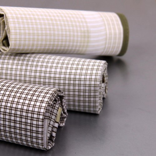 YEA0201 Checkered 3 Piece In Gift Pack Y&G Mens Hankies - Brown,Beige,Olive Drab