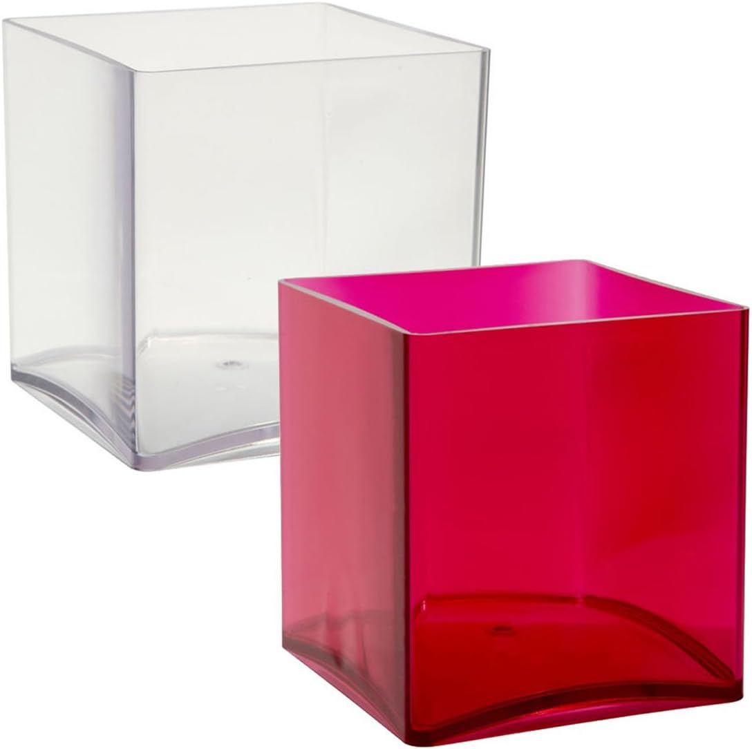 365floralandcraft Floral Craft Acrylic Cube Vase Small Durable Plastic Design Container Flower