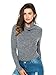 PERSUN Women's Dark Grey Turtleneck Long Sleeve Mixed Cable Knitted Bodysuit,Grey,Medium