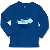 Kids Long Sleeve T Shirt Hockey Player in Training Sport Cotton Boy & Girl Clothes Funny Graphic Tee Royal Blue Design Only 3T