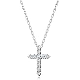Agvana Valentines Day Gifts Cross of Radiance 0.52 Ct. Tw. Lab-Grown Diamond Cross Pendant Necklace in Sterling Silver (D-E, VS) Fine Jewelry for Women Anniversary Birthday Gifts for Her, 16-18" Chain