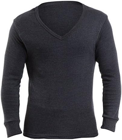 2 Mens Thermal Underwear V Neck Long Sleeve Vest