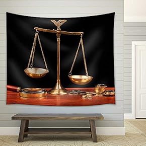 Money and Justice - Fabric Wall Tapestry Home Decor - 51x60 inches