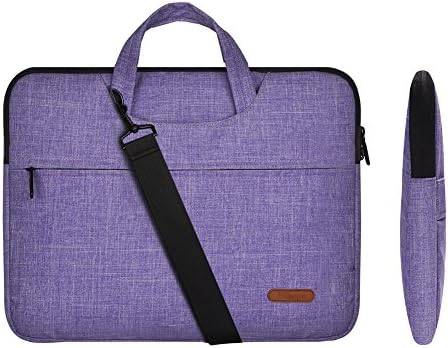 Laptop Briefcase Shoulder Bag 17 inch Multi-Functional Messenger Portable Carrying Case Sleeve Cover with Strap for Ultrabook Macbook Pro Air Chromebook Notebook Tablet(purple line) by Hihopo