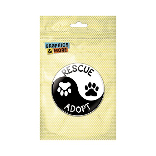 Rescue Adopt Yin Yang Paw Prints Dogs Cats Pinback Button Pin Badge - 1 Inch Diameter