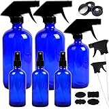 6 Pack Empty Cobalt Blue Glass Spray Bottles