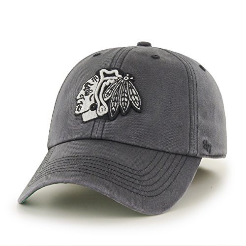 NHL Chicago Blackhawks Sachem Franchise Fitted Hat, Small, Charcoal