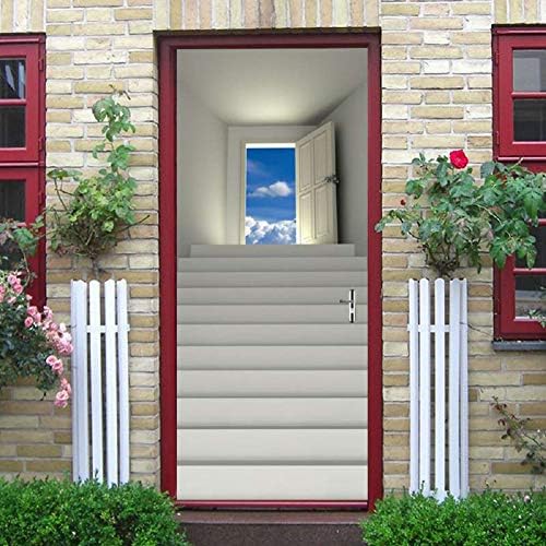 XCGZ Wall Stickers 3D Standing Ladder Smoke Diy 3D Door Stickers Pvc Material Waterproof Doors Poster Wall Decal Sticker For Living Room 2018 New