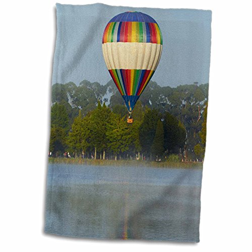 3dRose Danita Delimont - Hamilton - Hot air balloon,Waikato Festival, Lake Rotoroa, Hamilton,New Zealand. - 12x18 Hand Towel (twl_248226_1)