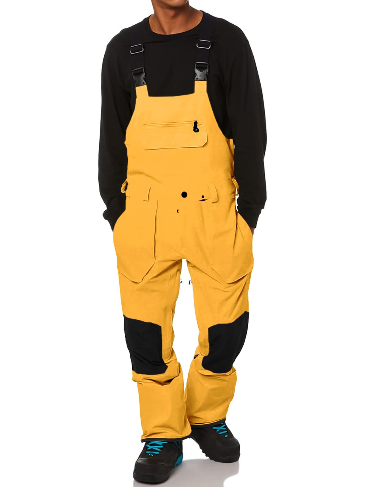 Photo 1 of Onedreamer Men's Snow Bibs Ski Pants Adjustable Snowboard Bib Outdoor Waterproof Insulated Ripstop Snowboarding Overalls Winter Yellow