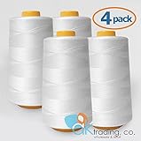 AK-Trading 4-Pack WHITE Serger Cone Thread (6000 yards each) of Polyester thread for Sewing, Quilting, Serger #651
