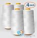 AK-Trading 4-Pack WHITE Serger Cone Thread (6000 yards each) of Polyester thread for Sewing, Quilting, Serger #651