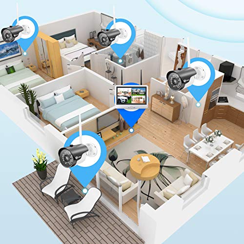 XVIM 12" Monitor Wireless Signal Security Camera System with 1TB Hard