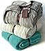 Cable Knit Sherpa Oversized Throw Reversible Blanket Faux Sheepskin Lined Cozy Cotton Blend Sweater Knitted Afghan in Grey White or Turquoise Blue (Grey)