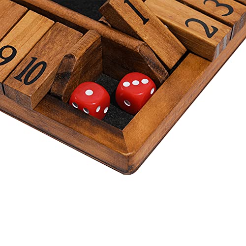 Crobyi 4 Way Shut The Box Game for 14 Players，Educational & Fun Wooden