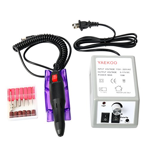 YaeKoo Profession Manicure Pedicure Electric Drill File Nail Art Pen Machine Kit Set-Grey