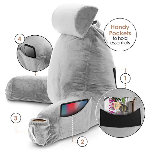 Clara Clark Reading Pillow Adult, Back Pillow for Sitting in Bed