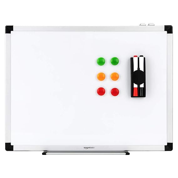 AmazonBasics Whiteboard Drywipe with Pen Tray and Aluminium