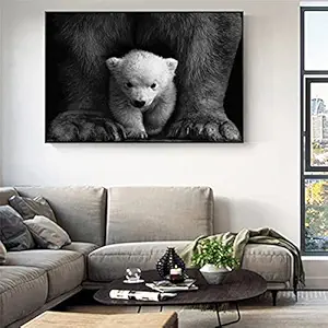 Black and White Retro Photography Wall Art Canvas Prints Nordic Bear Posters and Prints for Kids Room Wall Decor Cuadros PictureAdvanced oil painting (No Framed,13x18cm)