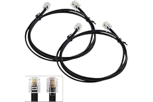 XANHAM Phone Cable 3 Feet Short Telephone Line Cord with RJ11 6P4C Connectors for Landline Phone, Fax Machine and Modem, for Both in-Wall and Out-Wall Using, Black, 2 Pack, AV04602