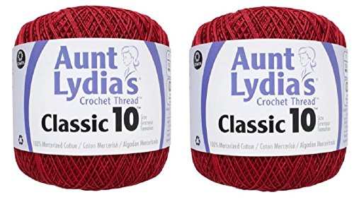 Aunt Lydia's Crochet Thread - Size 10 - Victory Red (2-Pack)