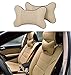 Icegirl 2pcs Universal Leather Car Seat Pillow Breathable Car Auto Head Neck Rest Cushion Headrest Pillow Pad (Beige)