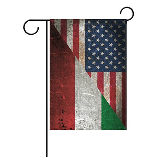 Double Sided Italian American Friendship Combination A Memorial Day Polyester Garden Flag Banner 12 x 18 Inch for Outdoor Home Garden Flower Pot Decor