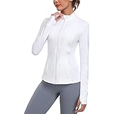 Zyrulix Women's Athletic Full Zip Lightweight Workout Jacket With Pockets Running Yoga Sportwear With Thumb Holes