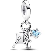 HuooNew 925 Sterling Silver, Graduation Cap blue Star Charm Fit European Bracelet Make Fashion Jewelry Gift for Women