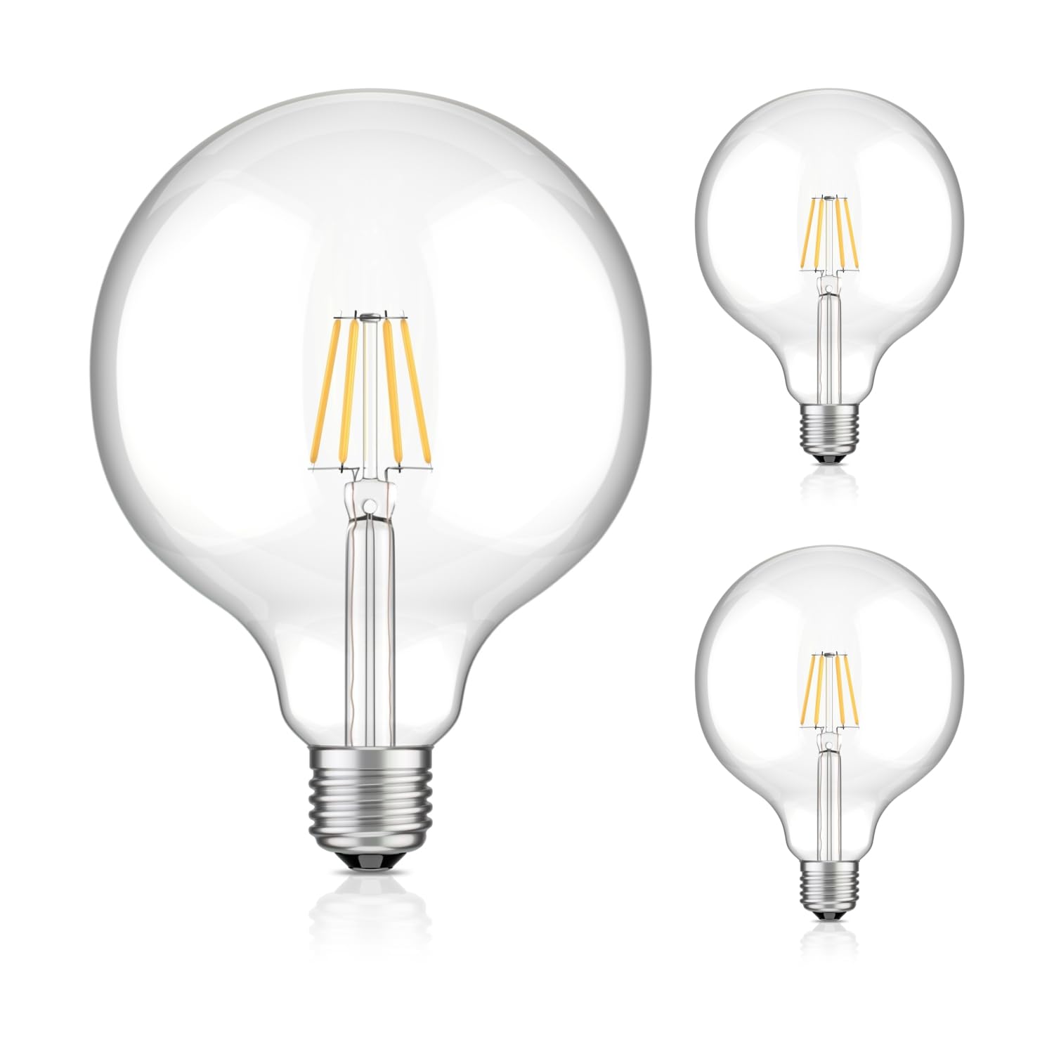 ledscom.de 3 Pieces E27 LED Bulb, G125, Warm White (2700 K), 7.5 W, 838lm