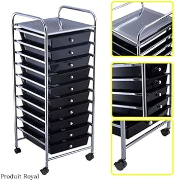 Amazon Com Produit Royal New Black 10 Drawers Rolling Cart