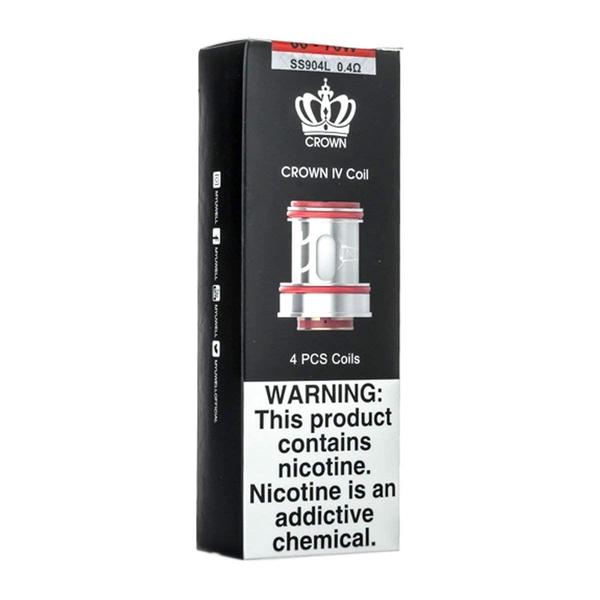 Uwell Crown 4 Replacement Coils, 0.4 Ohm, Pack of 4, Compatible with Uwell Crown 4 Tank, High Performance, Flavor Enhancement No Nicotine