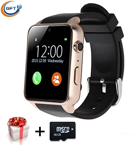 GFT Smart Watch Bluetooth Cell Phone Smartwatches Heart Rate Monitor Smart Watch for Android Phones(Gold+TF)