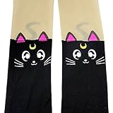 Anime Sailor Moon Luna Cat Cute Tight Printing Socks Cosplay Pantyhose Costume (Black)