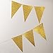 Ling's moment 10 Feet Paper Pennant Banner Triangle Bunting Garland Double Sided Glitter Flags Banner Vintage Style Pennant Banner for Gold Party, Wedding, Baby Shower, Event & Party Supplies, 15pcs