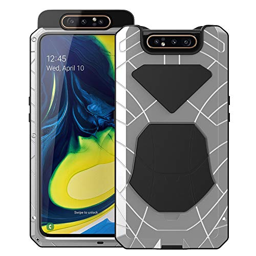 Feitenn Galaxy A80 Case, Samsung A80 Case Heavy Duty, Metal Cover Gorilla Glass Armor Aluminum AlloyBumper Military Shockproof Defender Men Gift Outdoor Hard Shell for Samsung Galaxy A80 2019 - Silver