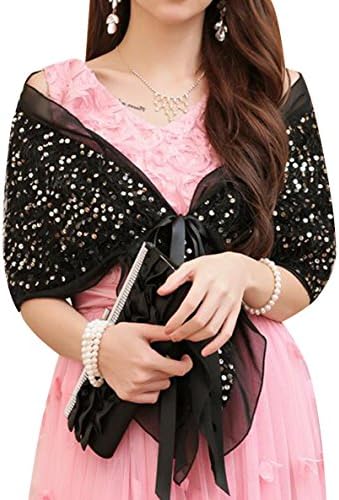 TRENDY XU Fashion Evening Dress Shawl Wrap Scarf Lace Up Party Shawl (Black)